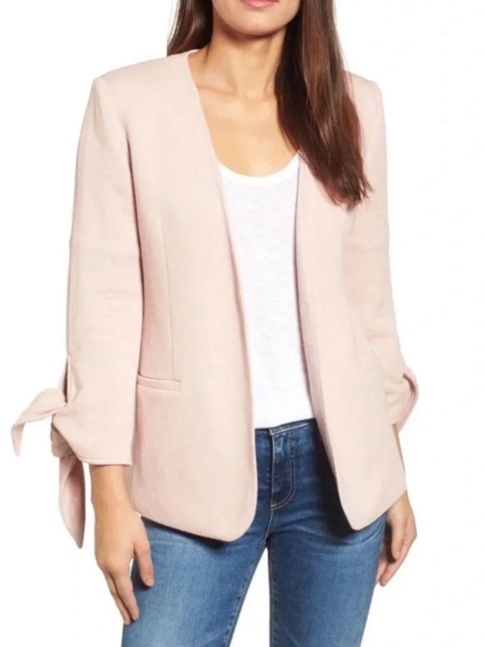 Cartonnier Women Blush Pink Open Draped Blazer